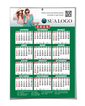 Calendário A3 - Folhinha de Parede Supremo 255g 27x34cm 4x0 Com Verniz Corte Reto 