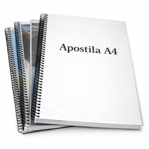 Apostila com Impressão 1 lado Sulfite 75g A4 4x0 Capa Cristal e fundo preto  