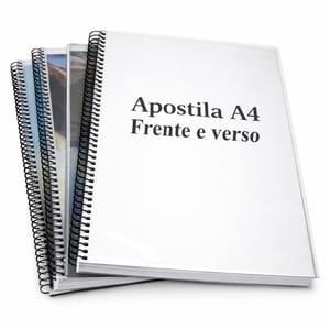 Apostila com Impressão 2 lados Sulfite 75g A4 4x4 Capa Cristal e fundo preto  