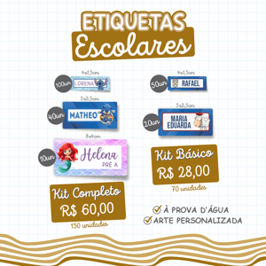 Etiquetas Escolares - KIT COMPLETO