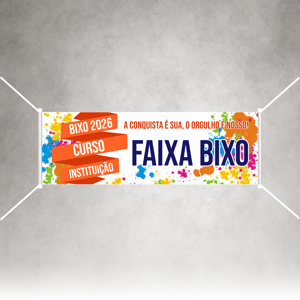 Faixa Bixo Lona Brilho 440g/m² 150x50cm | 200x60cm | 250x70cm 4X0 - Colorido Frente  Bastão e Barbante 