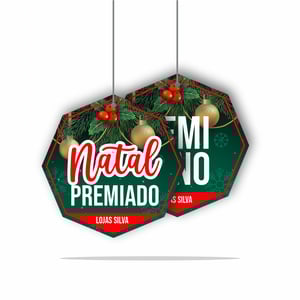 Móbile Octogonal PVC1mm Pvc 1mm 20 x 20 cm Adesivo impresso frente/verso Verniz Corte padrão Furo + Barbante para pendurar