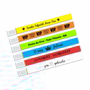 Pulseira Inviolável | Personalização Preta Tyvek Cores (Selecione a cor desejada) 2x23cm Impressão Preta