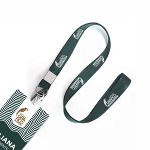 Cordão Personalizado para Crachá Poliéster acetinado 20mm 39cmx2cm Impresso color - frente e verso   Argola metálica + Jacaré