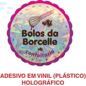 Adesivo em Vinil Branco Holográfico impresso + corte especial Vinil Branco 3x3cm 4x0 Brilho ou Fosco Com Recorte Valor mínimo para compra - R$81,60