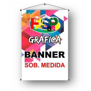 Banner Promocional Lona 280G Sob. Medida 4x0  Bastão de Madeira e Corda 