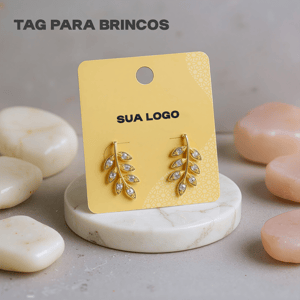 Tag para Brincos Papel Triplex 250g 4,5x4cm 4x0 - Frente Colorido sem Verniz corte Personalizado 