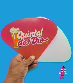 Ventarola (Abanador) Personalizada TRIPLEX 250G 20x25cm 4x4 - Colorido frente e verso SEM ENOBRECIMENTO CORTE PERSONALIZADO 