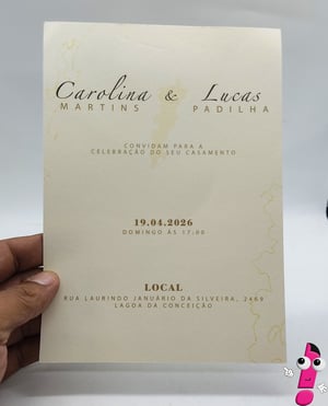 Convite Casamento em papel Markatto Naturalle Markatto Naturalle 250g 140mmx200mm 4x0 - COLORIDO FRENTE SEM ENOBRECIMENTO Cantos arredondados 