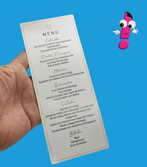 Menu Casamento em Papel Couchê Papel Couchê 210g 95mmx200mm 4x0 - COLORIDO FRENTE SEM ENOBRECIMENTO REFILE 