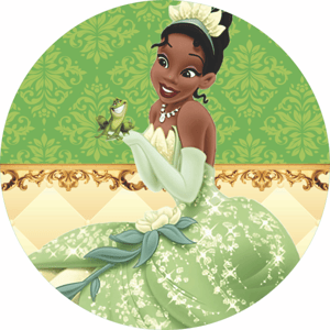 CAPA PAINEL REDONDO  PRINCESA E O SAPO TIANA | TECIDO PREMIUM  | VÁRIOS MODELOS - 1.50X1.50M E 50X50CM