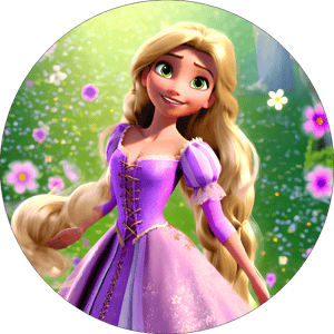 CAPA PAINEL REDONDO PRINCESA RAPUNZEL ENROLADOS | TECIDO PREMIUM  | VÁRIOS MODELOS - 1.50X1.50M E 50X50CM