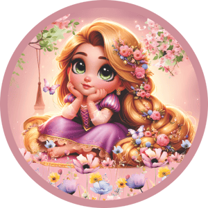 CAPA PAINEL REDONDO PRINCESA RAPUNZEL ENROLADOS | TECIDO PREMIUM  | VÁRIOS MODELOS - 1.50X1.50M E 50X50CM