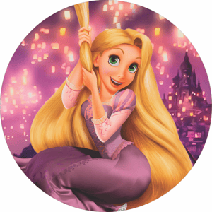 CAPA PAINEL REDONDO PRINCESA RAPUNZEL ENROLADOS | TECIDO PREMIUM  | VÁRIOS MODELOS - 1.50X1.50M E 50X50CM