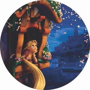 CAPA PAINEL REDONDO PRINCESA RAPUNZEL ENROLADOS | TECIDO PREMIUM  | VÁRIOS MODELOS - 1.50X1.50M E 50X50CM