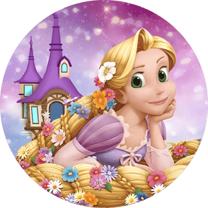 CAPA PAINEL REDONDO PRINCESA RAPUNZEL ENROLADOS | TECIDO PREMIUM  | VÁRIOS MODELOS - 1.50X1.50M E 50X50CM