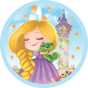 CAPA PAINEL REDONDO PRINCESA RAPUNZEL ENROLADOS | TECIDO PREMIUM  | VÁRIOS MODELOS - 1.50X1.50M E 50X50CM