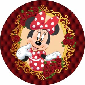 CAPA PAINEL REDONDO MINNIE | TECIDO PREMIUM  | VÁRIOS MODELOS - 1.50X1.50M E 50X50CM