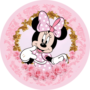 CAPA PAINEL REDONDO MINNIE | TECIDO PREMIUM  | VÁRIOS MODELOS - 1.50X1.50M E 50X50CM