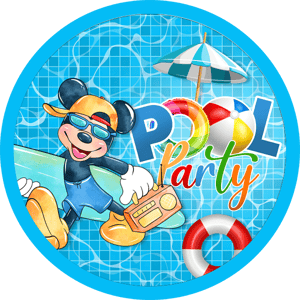 CAPA PAINEL REDONDO POOL PARTY | TECIDO PREMIUM  | VÁRIOS MODELOS - 1.50X1.50M E 50X50CM