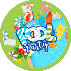 CAPA PAINEL REDONDO POOL PARTY | TECIDO PREMIUM  | VÁRIOS MODELOS - 1.50X1.50M E 50X50CM