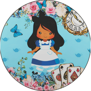 CAPA PAINEL REDONDO ALICE NO PAÍS DAS MARAVILHAS | TECIDO PREMIUM  | VÁRIOS MODELOS - 1.50X1.50M E 50X50CM