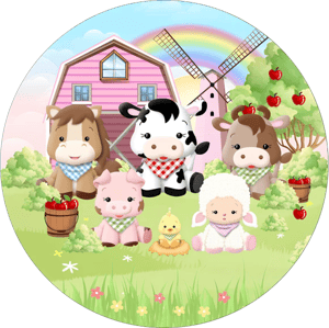 CAPA PAINEL REDONDO FAZENDINHA | TECIDO PREMIUM  | VÁRIOS MODELOS - 1.50X1.50M E 50X50CM