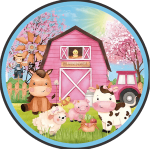 CAPA PAINEL REDONDO FAZENDINHA | TECIDO PREMIUM  | VÁRIOS MODELOS - 1.50X1.50M E 50X50CM