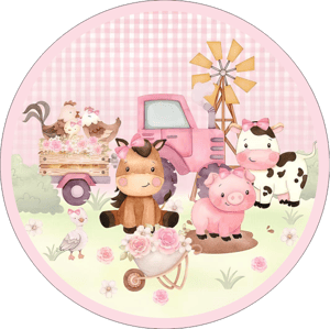 CAPA PAINEL REDONDO FAZENDINHA | TECIDO PREMIUM  | VÁRIOS MODELOS - 1.50X1.50M E 50X50CM