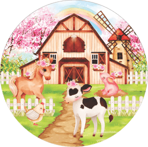 CAPA PAINEL REDONDO FAZENDINHA | TECIDO PREMIUM  | VÁRIOS MODELOS - 1.50X1.50M E 50X50CM