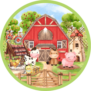 CAPA PAINEL REDONDO FAZENDINHA | TECIDO PREMIUM  | VÁRIOS MODELOS - 1.50X1.50M E 50X50CM