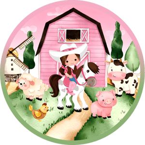 CAPA PAINEL REDONDO FAZENDINHA | TECIDO PREMIUM  | VÁRIOS MODELOS - 1.50X1.50M E 50X50CM