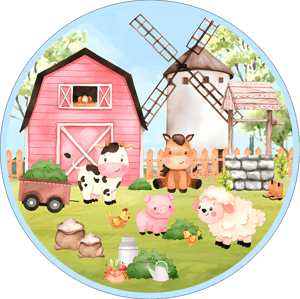 CAPA PAINEL REDONDO FAZENDINHA | TECIDO PREMIUM  | VÁRIOS MODELOS - 1.50X1.50M E 50X50CM