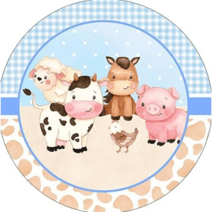 CAPA PAINEL REDONDO FAZENDINHA | TECIDO PREMIUM  | VÁRIOS MODELOS - 1.50X1.50M E 50X50CM