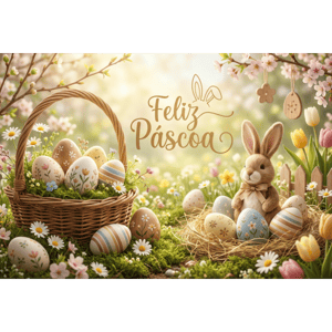 CAPA FUNDO FOTOGRÁFICO HORIZONTAL PÁSCOA COELHO| TECIDO PREMIUM  | VÁRIOS MODELOS - 2.20X1.50M