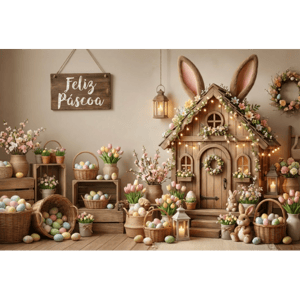 CAPA FUNDO FOTOGRÁFICO HORIZONTAL PÁSCOA COELHO| TECIDO PREMIUM  | VÁRIOS MODELOS - 2.20X1.50M