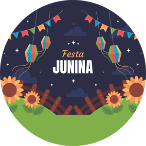 CAPA PAINEL REDONDO FESTA JUNINA | TECIDO PREMIUM  | VÁRIOS MODELOS - 1.50X1.50M E 50X50CM