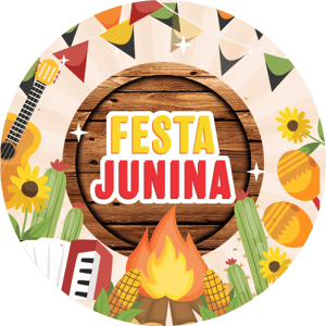 CAPA PAINEL REDONDO FESTA JUNINA | TECIDO PREMIUM  | VÁRIOS MODELOS - 1.50X1.50M E 50X50CM