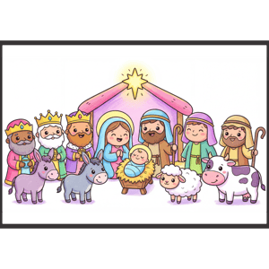 CAPA FUNDO FOTOGRÁFICO HORIZONTAL NATAL PRESÉPIO | TECIDO PREMIUM  | VÁRIOS MODELOS - 2.20X1.50M