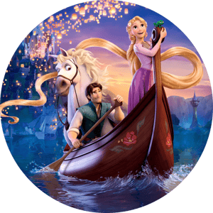 CAPA PAINEL REDONDO PRINCESA RAPUNZEL ENROLADOS | TECIDO PREMIUM  | VÁRIOS MODELOS - 1.50X1.50M E 50X50CM