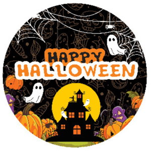 CAPA PAINEL REDONDO HALLOWEEN DIA DAS BRUXAS | TECIDO PREMIUM  | VÁRIOS MODELOS - 1.50X1.50M E 50X50CM