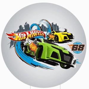 CAPA PAINEL REDONDO HOT WHEELS| TECIDO PREMIUM  | VÁRIOS MODELOS - 1.50X1.50M E 50X50CM