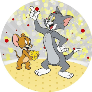 CAPA PAINEL REDONDO TOM E JERRY | TECIDO PREMIUM  | VÁRIOS MODELOS - 1.50X1.50M E 50X50CM