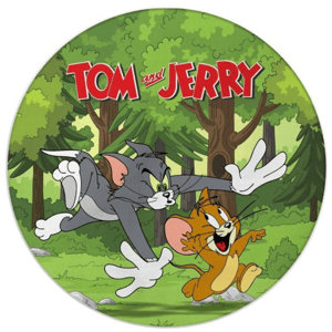 CAPA PAINEL REDONDO TOM E JERRY | TECIDO PREMIUM  | VÁRIOS MODELOS - 1.50X1.50M E 50X50CM