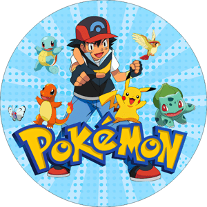 CAPA PAINEL REDONDO ANIME POKEMON | TECIDO PREMIUM  | VÁRIOS MODELOS - 1.50X1.50M E 50X50CM