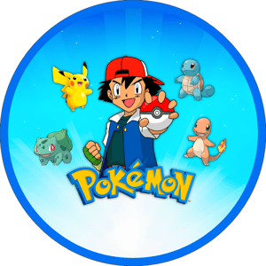 CAPA PAINEL REDONDO ANIME POKEMON | TECIDO PREMIUM  | VÁRIOS MODELOS - 1.50X1.50M E 50X50CM