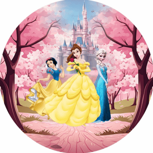 CAPA PAINEL REDONDO PRINCESAS | TECIDO PREMIUM  | VÁRIOS MODELOS - 1.50X1.50M E 50X50CM
