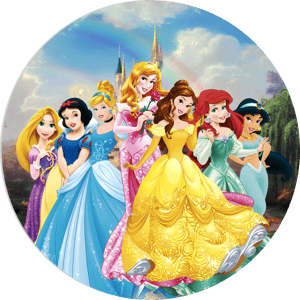 CAPA PAINEL REDONDO PRINCESAS | TECIDO PREMIUM  | VÁRIOS MODELOS - 1.50X1.50M E 50X50CM