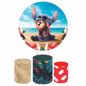 KIT CAPA PAINEL REDONDO E CILÍNDROS STITCH | TECIDO PREMIUM  | VÁRIOS MODELOS.