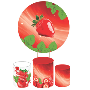 KIT CAPA PAINEL REDONDO E CILÍNDROS MORANGO DO AMOR | TECIDO PREMIUM  | VÁRIOS MODELOS.